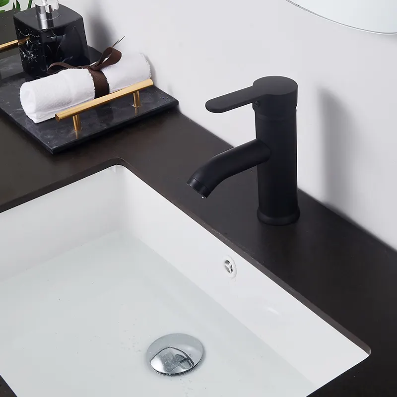 Robinet de salle de bain noir de type simple
