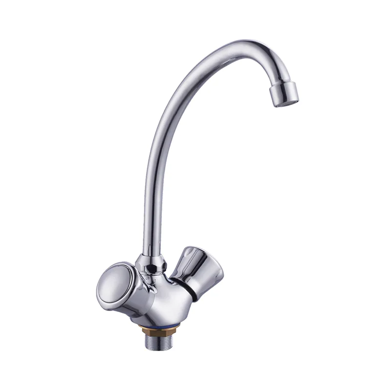 Robinet de cuisine à long cou moderne plaqué chromé