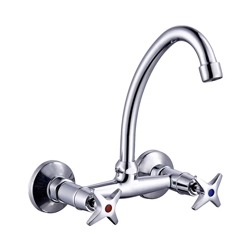 Robinet de cuisine commerciale monté à pont à double poignée